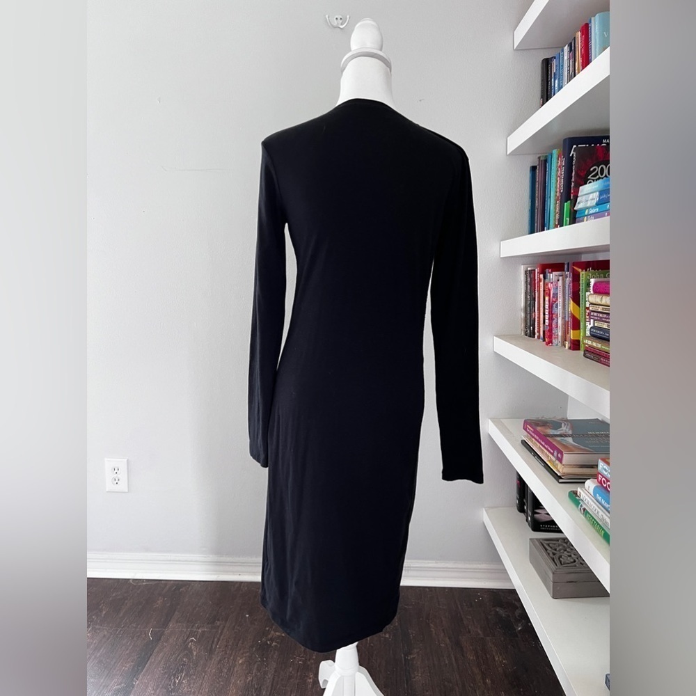 Standard James Perse V-Neck Long Sleeve Knit Dress Black size 3 - Picture 7 of 13
